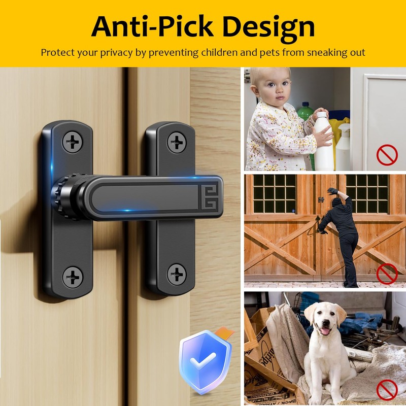 Barn Door Lock,90/180 Degree Flip Latch Lock,Easy Installation,Zinc Alloy Security