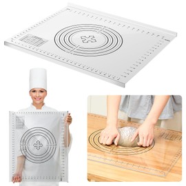 Patelai Acrylic Pastry Board with Measurement 23.5'' x 19.5" Kneading Cutting Board with Lip for Kitchen Counter Sourdough Bread Cookies Pizza Fondant Pasta Making Tool