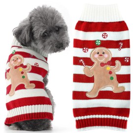 BAEJMJK Dog Christmas Sweater Xmas Pet Dog Turtleneck Clothes for Small Medium Large Dogs Soft Warm Puppy Cat Knit Jumper Dog Outfits Dog Pullover for Fall Winter Red Elk (X-Large, C)