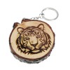 Generico Key Ring Made of Natural Wood with Tiger Design