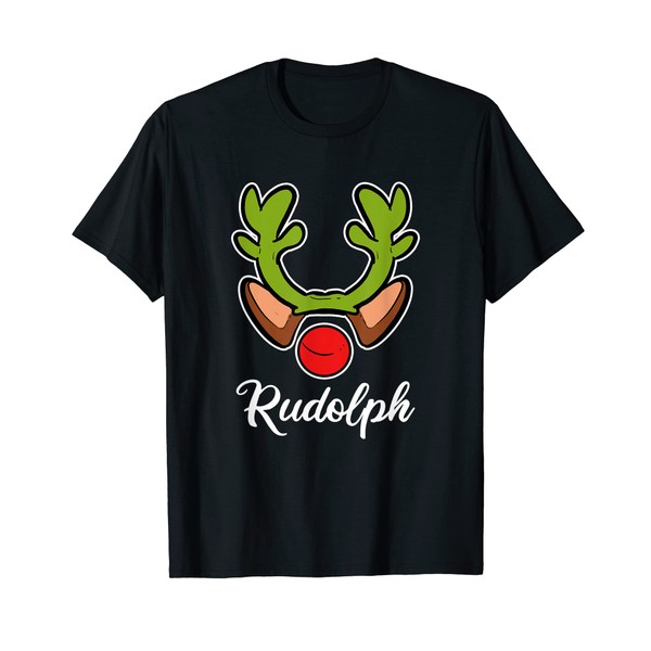 Rudolph Reindeer Christmas Costume Ugly Christmas Sweater T-Shirt