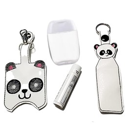 Panda Bear Hand Sanitizer Holder Key chain and/or Lip balm holder keychain