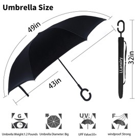 LLanxiry Windproof Inverted Umbrella, Large Reverse Umbrellas for Rain with C-shaped Handle Big Upside Down Inside Out Umbrella for Women & Men (purple flower)