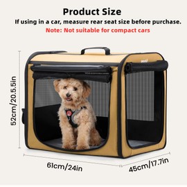 Dog Car Carrier Light Weight, Dog Carrier for Cars Easy to Assemble, Dog Cars Crate Portable and Breathable, Foldable Pet Carrier for Both Indoor and Outdoor Use, Dogs Travel Crate with Curtain Brown