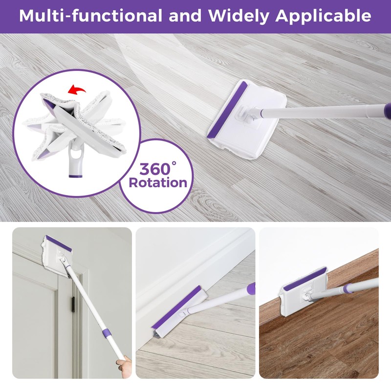 wlich Baseboard Cleaner Tool with Handle 2.0, 60" Extendable Long