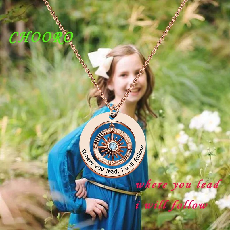 CHOORO Collar con colgante de brújula, regalo para madre e