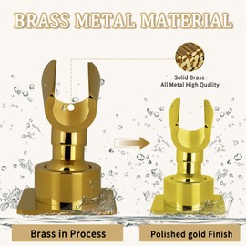 Shower Head Holder Handheld Shower Wand Holder Adjustable Shower Head Bracket Shower Wall Mount Holder, Polished Brass/Gold Finish, Glue Installation