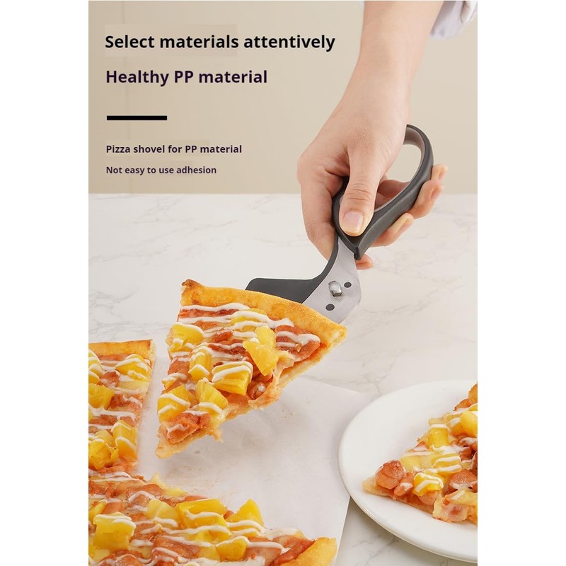 XingCRYao Pizza Cutter and Server, Stainless Steel Blade, Soft Grip