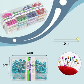 Latauar Alfileres de Costura – 1200 Piezas de Cabezales de Bola, Alfileres de Cabeza Plana, Alfileres Rectos con Cabezales de Perlas para Costura, Joyas, Proyectos de Costura