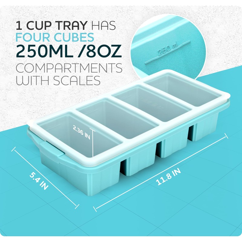 XOMOO Silicone Freezer Tray With Lid - Soup Freezer Container