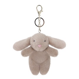 Cute 3.5" Bunny Bag Charm, Fluffy Rabbit Plush Keychain Purse Decoration, Great Gift for Women Girls (Brown)