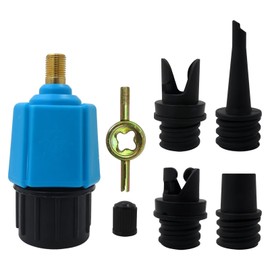 GRABOTE New Blue Inflatable Pump Adaptor Compressor Paddle Board Pump Adapter, Multifunction Valve Adapter w/ 4 Air Valve Nozzles for Inflatable Boat/Stand Up Paddle Board/Inflatable Bed/Dinghy
