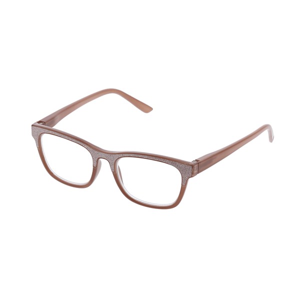 Peepers by PeeperSpecs Women's Foxy Mama Focus Square Blue Light Blocking Reading Glasses, Taupe, 49 + 0