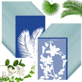 TEHAUX 32 Sheets Sun Print Paper Kit, A5 Cyanotype Paper, Sun Art Paper, Solar Activated Sun Printing Art Paper, 1 Sheet Acrylic Panel High Sun Paper for Arts Crafts DIY Project
