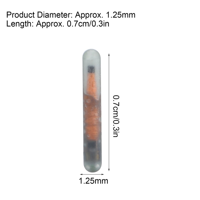 10pcs 1.25mm Pet Microchip Animal Label Glass Tube Chip Mini