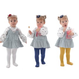 EPEIUS Toddler Girl Tights Baby Girls Seamless Cable Knit Leggings Solid Cotton Stockings Footed Pants Pantyhose for 12-24 Months (Pack of 3)