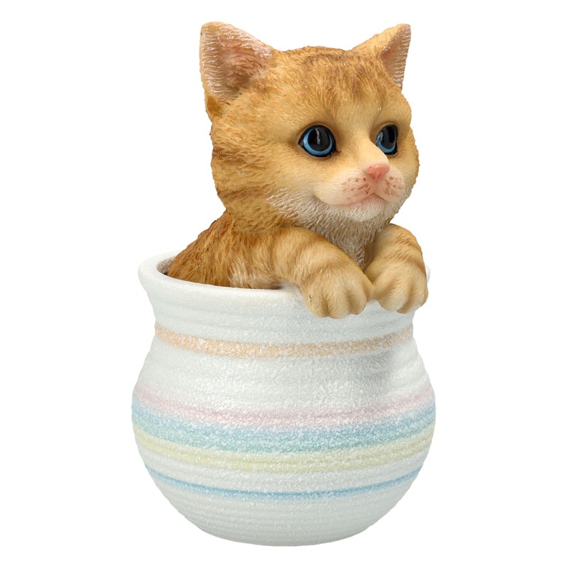 Figuren Shop GmbH Cat in Flower Pot - Orange Tabby