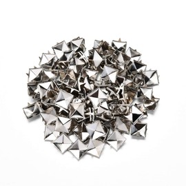 Beautyflier 100Pcs 10MM Square Pyramid Studs Silver 4 Prongs Nailhead Spikes Punk Rivets for DIY Leathercraft Clothes Belt Bag Shoes Jewelry Decoration