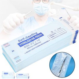 200pcs/box Automatic Dental Sterilization Bag, 90 x 260 mm Sterilization Bag, Autoclave Bag for Cleaning Dental Tools