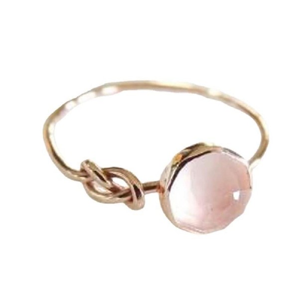 Lzz Fashion Lady Opal Ring Pink Moonstone 18K Rose Gold