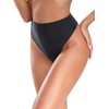 RELLECIGA Women's Black High Waisted High Cut Thong Bikini Bottom
