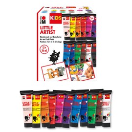 Marabu 0305000000102 KiDS Little Artist Paint and Craft Paint Set, 12 x 75 ml, Vegan, Dries Quickly, Non-Toxic, for Children from 3 Years