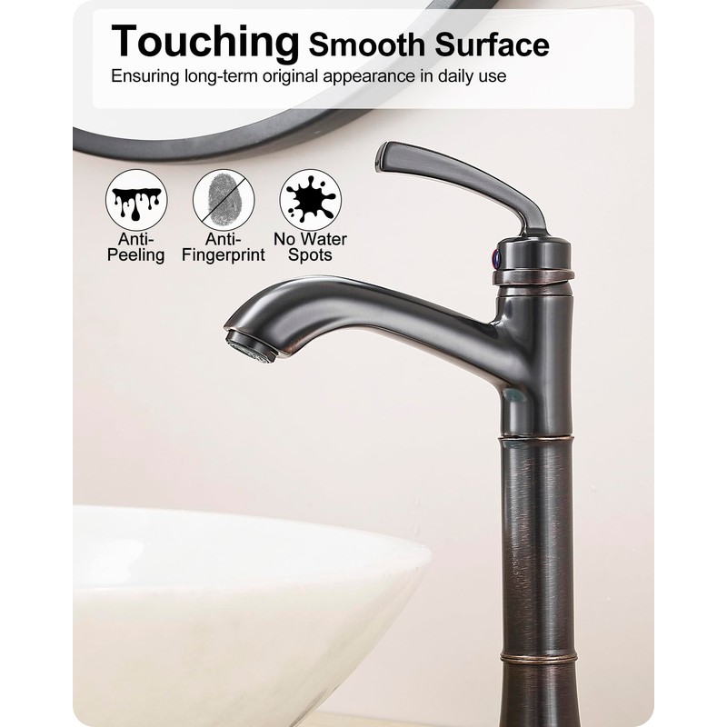 HEYMYTAP Brass Tall Bathroom Faucet 1 Hole, Oil Rubbed Bronze