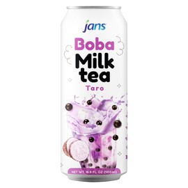 Jans Boba Milk Tea Taro Flavor, Thick Sweet and Creamy Milk tea beverages with tapioca bubble boba, milky boba taiwanese tea 16.9 fl oz per can (Pack of 6)