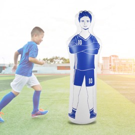 Ejoyous Football Training Dummy Inflatable Tumbler Football 0.35 m PVC Boxing Punch Bag 40 x 160 cm for Football Training Goalkeeper Practical Inflatable Football Training Doll (Blue)