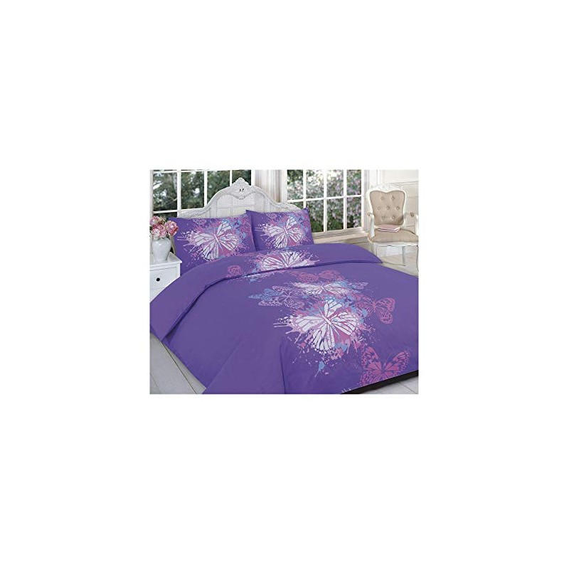 Excellent Hotel Quality Single Printed Butterfly Purple Design Duvet Cover