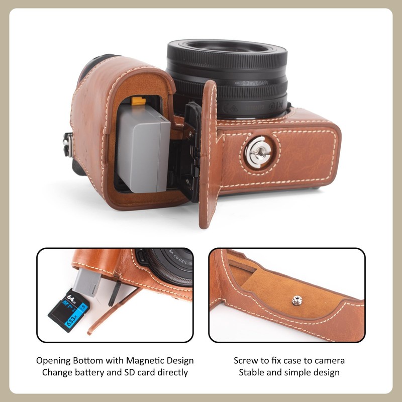 MUZIRI KINOKOO Case for Nikon Z50 II Camera, PU Leather