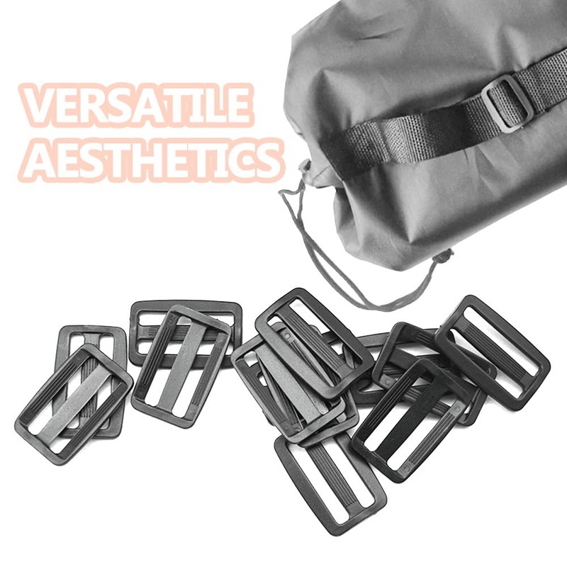 Hocansen 50PCS Plastic Black Tri-Glide Slider Adjust Buckles 38mm Slide