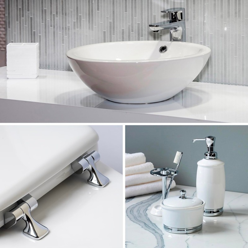 MAYFAIR 844CP 000 Edgewater Toilet Seat with Chrome Hinges will