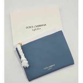 Dolce&Gabbana Dolce Gabbana Light Blue Zip Pouch Wallet Makeup Holder
