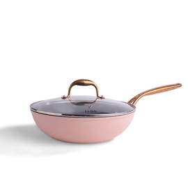 frök All-In-One Platinum Non-Stick Fry Pan Meets Wok with Lid, 11-Inch, Blush & Rose Gold