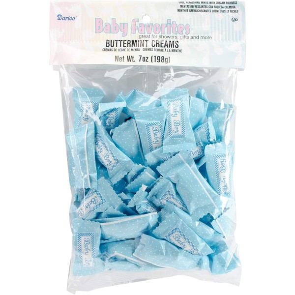 Darice Individually Wrapped Buttermints, Baby Boy, 50-Pieces – Great Tasting Mints – Ideal for Baby Shower Favors, Fun Addition to Boy Gender Reveal Party, Mints with Blue Wrappers