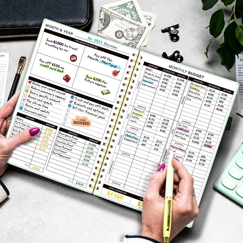 DOURA Monthly Budget Planner, Monthly Budget Book with Expense Tracker