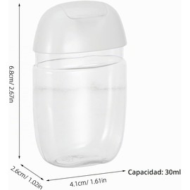 Beaupretty 12 Piezas Botellas Recargables de Plástico de 30ml para Gel y Jabón Líquido con Tapa Abatible, Portátiles E Higiénicas para Cuidado Personal y Viajes
