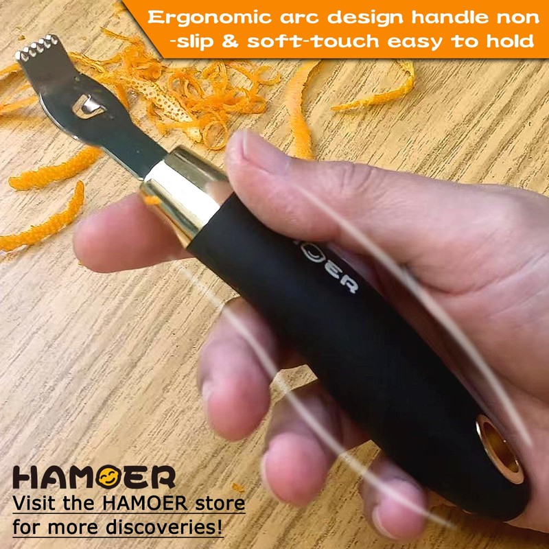 HAMOER Vegetable Citrus Lemon fruit Potato Peeler Zester Channel Knife