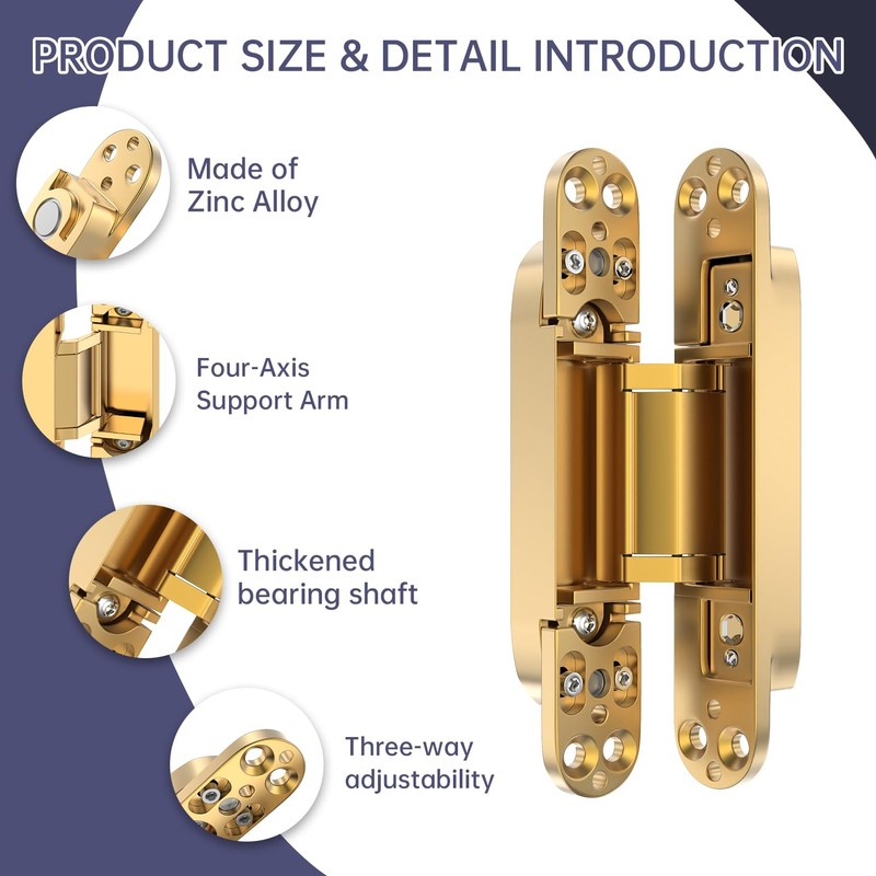 7" 2 pcs Hidden Hinges for Doors Invisible Hinges Concealed