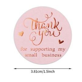 CHIMNE 500PCS Thank You Stickers, 1.5 Inch Thank You for Supporting My Small Business Stickers for Greeting Cards Flower Bouquets Self-Adhesive Labels Small Business Packaging Supplies Wraps (Pink)