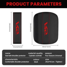 Magaradula fit Camaro RS Seat Belt Covers Compatible with Camaro RS car Accessories Shoulder Strap Pads Leather 2pcs Comfortable Safety Driving. (Black) (H-HJD-RS)