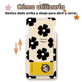 KIWOP Porta Gafete, Porta Credencial, Impermeable y a Prueba de Polvo, Material Abs, Engrosado y Resistente, Diseño de Pieza Deslizante.(Flor negra)