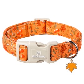 Maca Bates Fall Dog Collar Red Maple Leaf Print Autumn Dogs Collars Durable Comfortable Adjustable Puppy Colar Birthday Gift for Extra Small Medium Large Girl Boy Female Male Pet with White Buckle