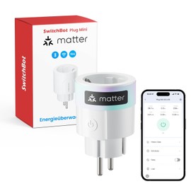 SwitchBot Plug Mini – Matter Enabled Smart Plug with Power Monitoring – 16A WiFi & Bluetooth Control – Works with Alexa, Google Home, SmartThings, Home Assistant – Voice & Remote App Control for Smart Home Automation