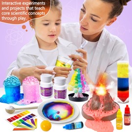JOPSHEEN 75 Experiment Kits for Children Boys Girls Science Experiment Box Toy Boys Gifts Volcano Chemical Construction Kit Children Laboratory