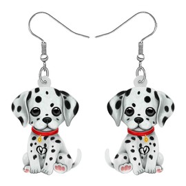 LONYOO Cute Dalmatian Dog Gifts for Dog Lovers Women Jewelry Acrylic Dangle Pets Puppy Earrings Charms Accessories (Black White)
