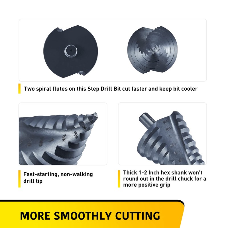 Anfrere 12 Sizes Step Drill Bit, 1/4 to 2-3/8 inch
