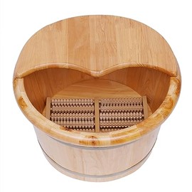 Foot Bath Spa Solid Wood Bucket with Foot Massager Roller, Foot Spa Bath Massager Barrel Foot Soaking for Dry Cracked Foot Spa Foot Soaker Sauna