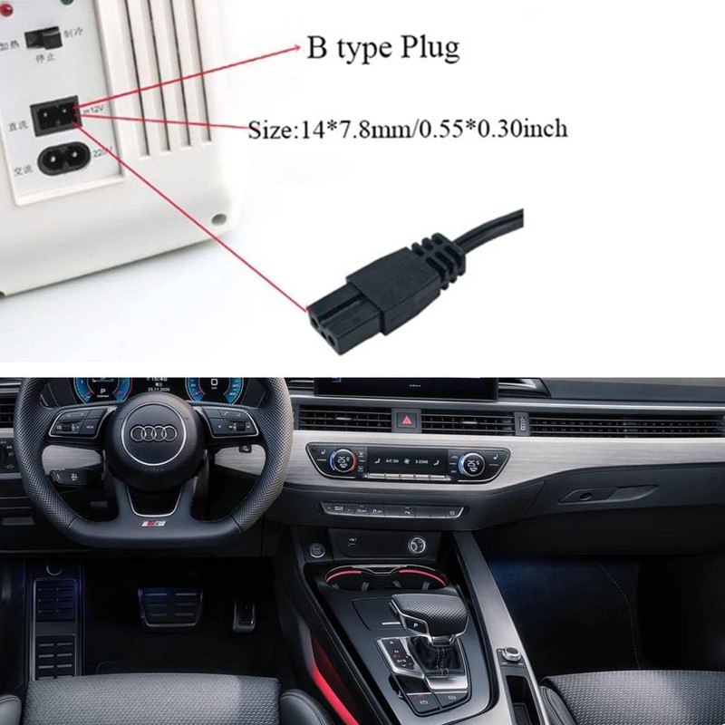 2m 12V DC Car Refrigerator Power Cord - Durable Electric